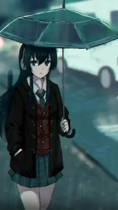 Girl in the Rainy Evening live wallpaper download