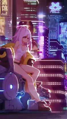 Emily in the Cyberpunk City live wallpaper download