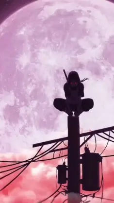 Itachi Uchiha in Front of the Red Moon animated wallpaper download