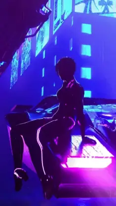 Futuristic Cyberpunk Neon Girl live wallpaper download