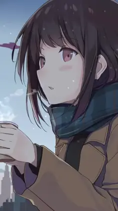 Anime Girl Holding Tea Outside live wallpaper download