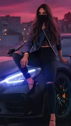 Girl Sitting on the Mercedes Hood live wallpaper download