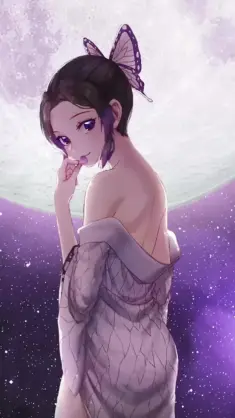 Shinobu Kochou Near the Moon live wallpaper download