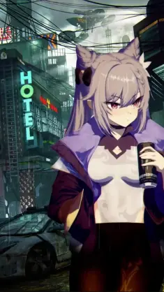 Keqing (Cyberpunk) live wallpaper download