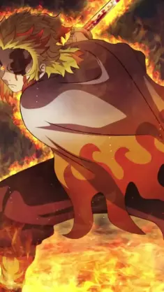Rengoku in Fire (Demon Slayer) live wallpaper download