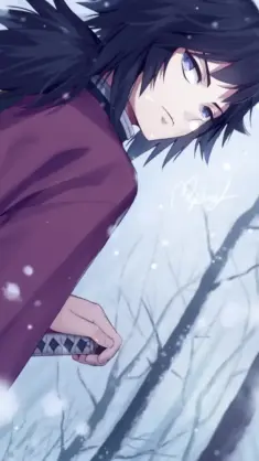 Giyu Tomioka Demon Hunter in Winter live wallpaper download