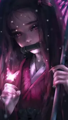 Nezuko Kamado Holding Umbrella live wallpaper download