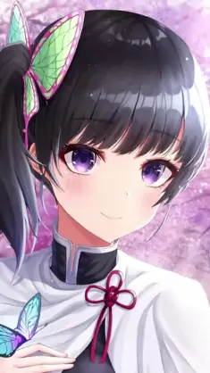 Kanao Tsuyuri With Blue Butterfly live wallpaper download