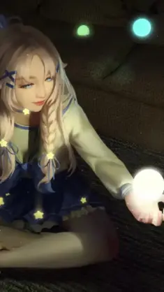 Anime Girl Sitting in Floating Spheres live wallpaper download