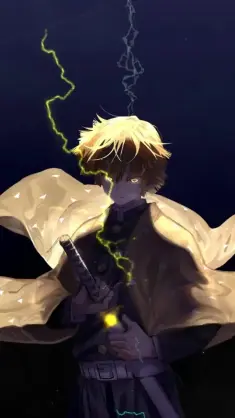 Zenitsu With Lightning Behind live wallpaper download