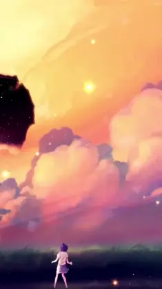 Anime Girl in a Starry Sky live wallpaper download