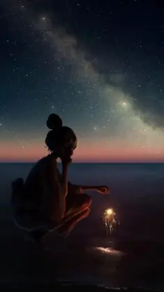 Girl Holding Sparkler live wallpaper download