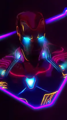 Neon-Infused Iron Man live wallpaper download