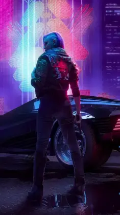Girl in the Rain (Cyberpunk 2077) live wallpaper download