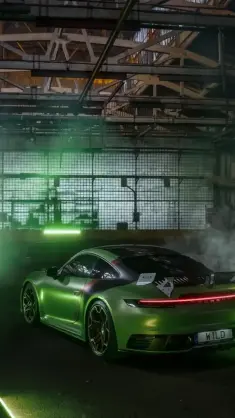 Green Porsche 911 Techart GT3 live wallpaper download