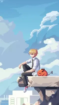 Chainsaw Man Pixel Art live wallpaper download