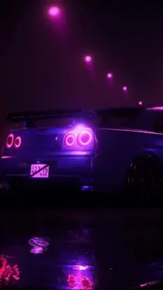 Nissan Skyline R34 GT-R at Night City live wallpaper download