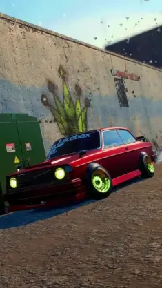 Red VOLVO Parked Near Garage live wallpaper download