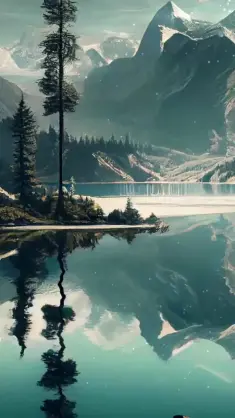 Lake and Mountain in Snow live wallpaper download