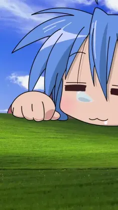 Konata Sleeping on Windows XP Background live wallpaper download