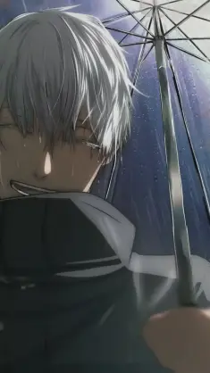 Gojo Satoru With Umbrella Staying Under the Rain (Jujutsu Kaisen) live wallpaper download
