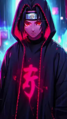 Uchiha Itachi in Cyberpunk City live wallpaper download