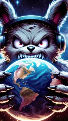 Angry Bunny in Space live wallpaper download
