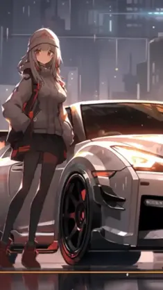 Anime Girl and Sportcar live wallpaper download