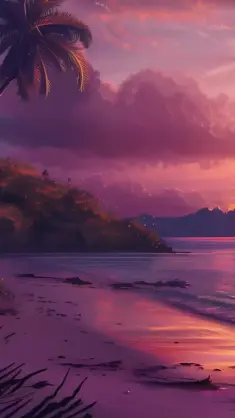 Beach With Palm Trees live wallpaper download