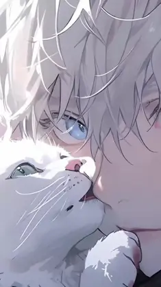 Gojo With White Cat live wallpaper download