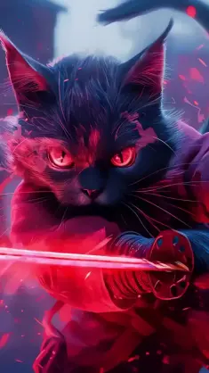 Red Cat Samurai live wallpaper download