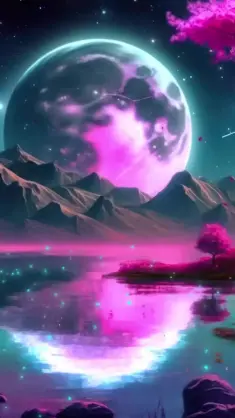 Moon Near Cherry Trees live wallpaper download