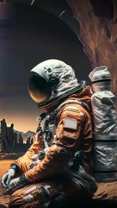 Astronaut Sitting on Rock live wallpaper download