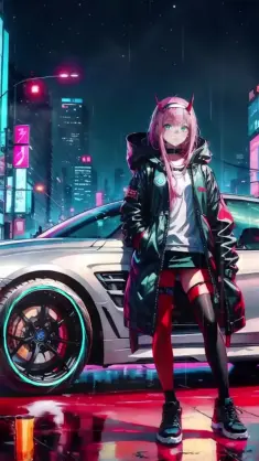 Zero Two and BMW F36 live wallpaper download