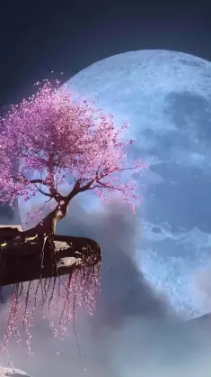 Sakura With Full Moon live wallpaper download