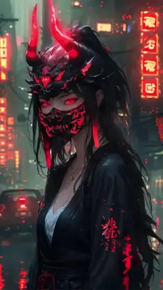Oni Mask Girl live wallpaper download