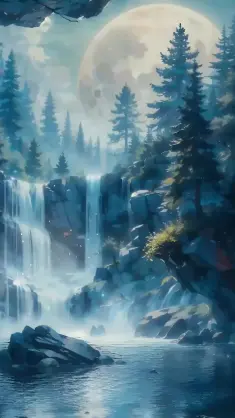 Blue Forest Waterfalls live wallpaper download