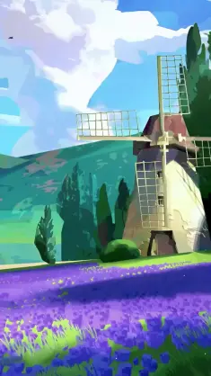Windmill in Flower Field live wallpaper download