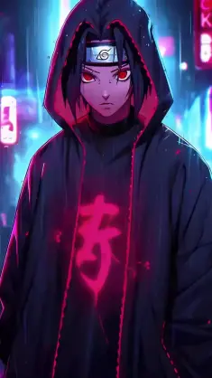 Itachi in Neon Glow live wallpaper download