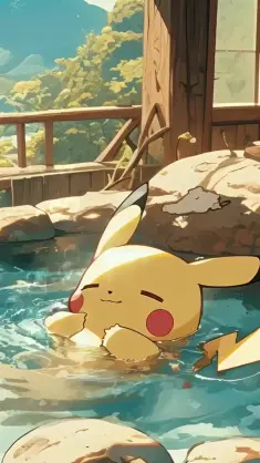 Pikachu Hot Tub Chilling live wallpaper download