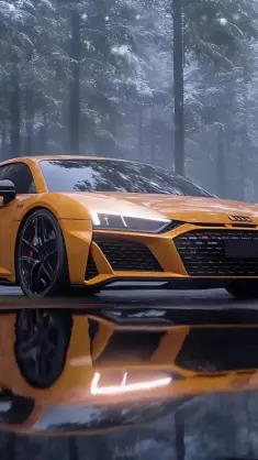 Yellow Audi R8 on Road live wallpaper download
