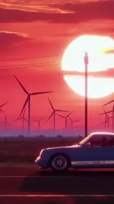 Evening Drive and Windmills live wallpaper download