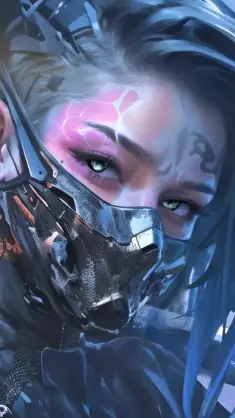 Cyberpunk Girl’s Hidden Face live wallpaper download
