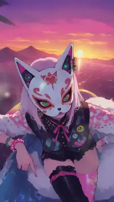 Vaporwave Foxgirl live wallpaper download