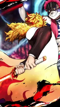 Battle Akaza vs Rengoku Surrounded by Flame live wallpaper download