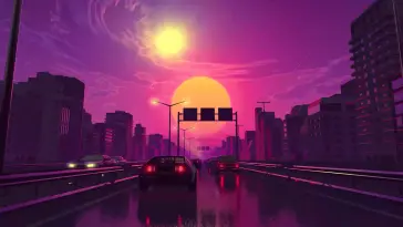 The Drive on the Road at Sunset live wallpaper download