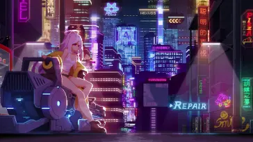 Emily in the Cyberpunk City live wallpaper download