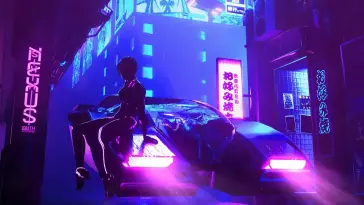 Futuristic Cyberpunk Neon Girl live wallpaper download