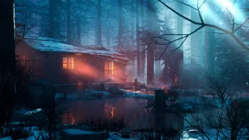 Winter Cabin by the Lake live wallpaper download