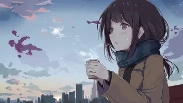 Anime Girl Holding Tea Outside live wallpaper download